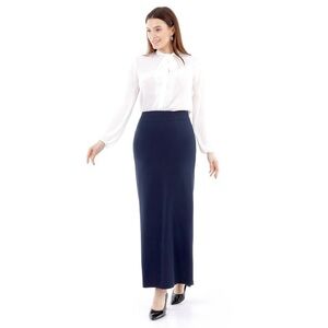 Vintage Navy Blue High Waisted Zip Up Pencil Midi Skirt - Size 6